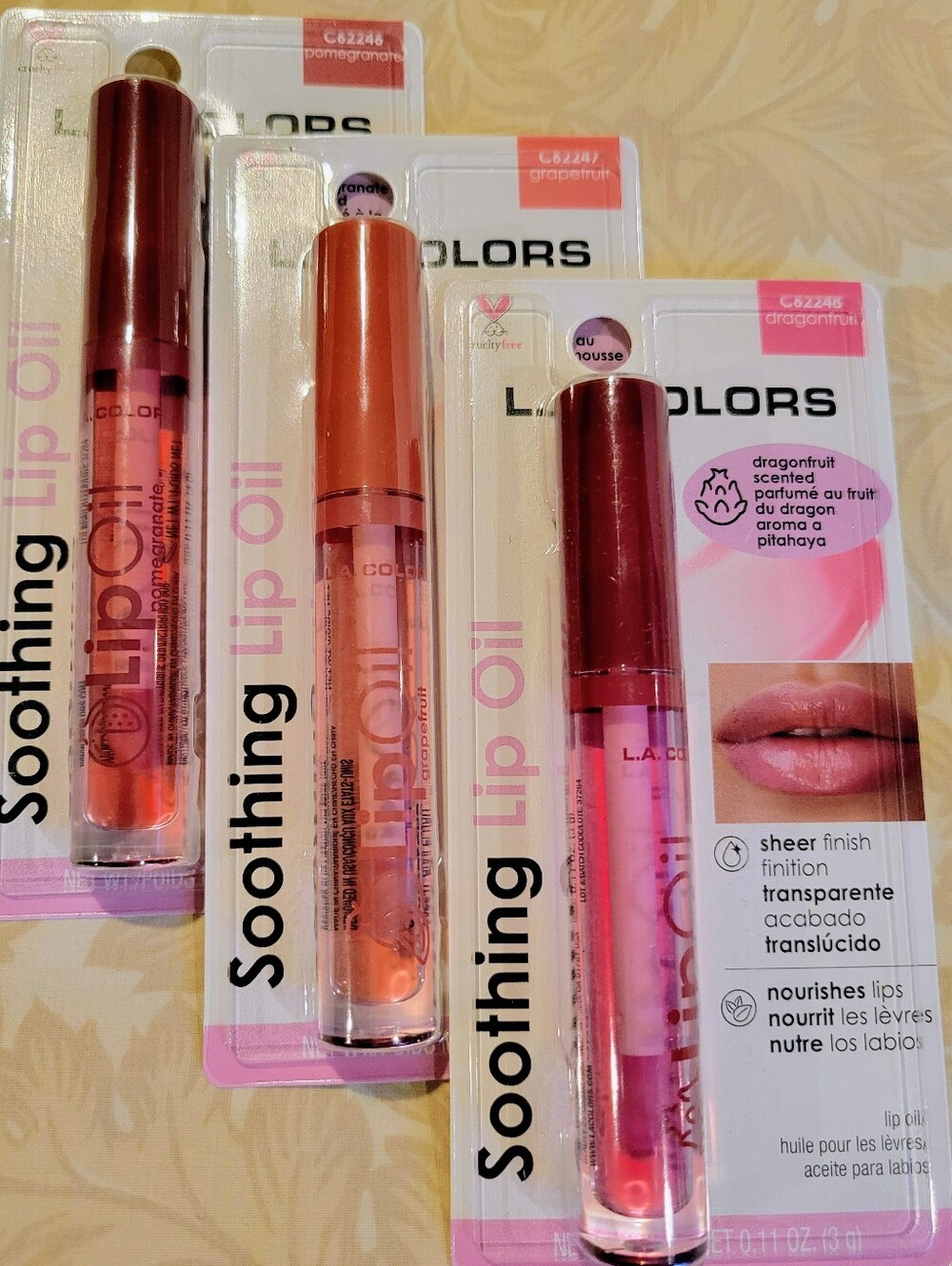L.A. Colors Soothing Lip Oils- Dragonfruit, Grapefruit & Pomegranate